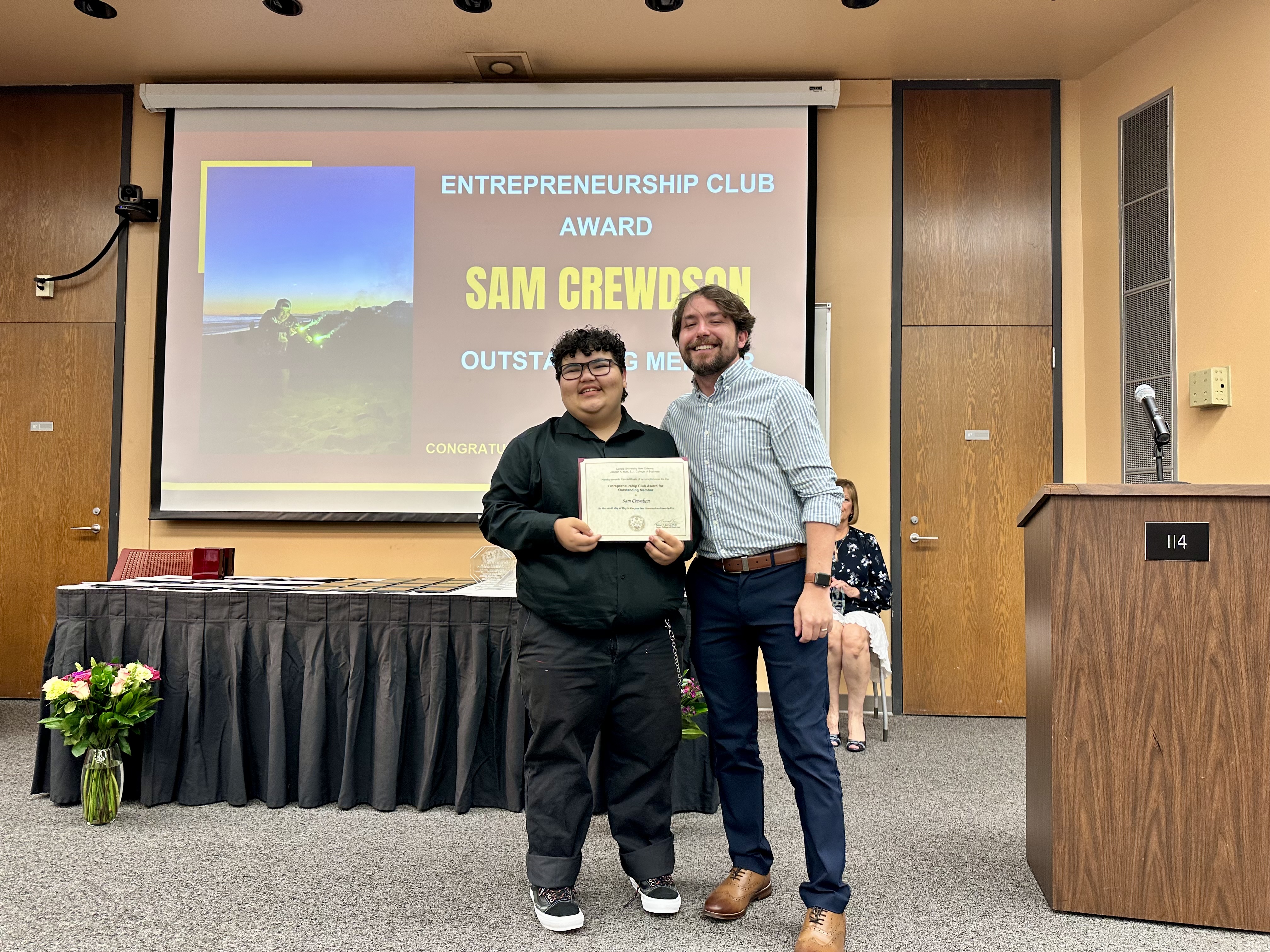 Sam Crewdson wins Entrepreneurship Club Award for Outstanding Member