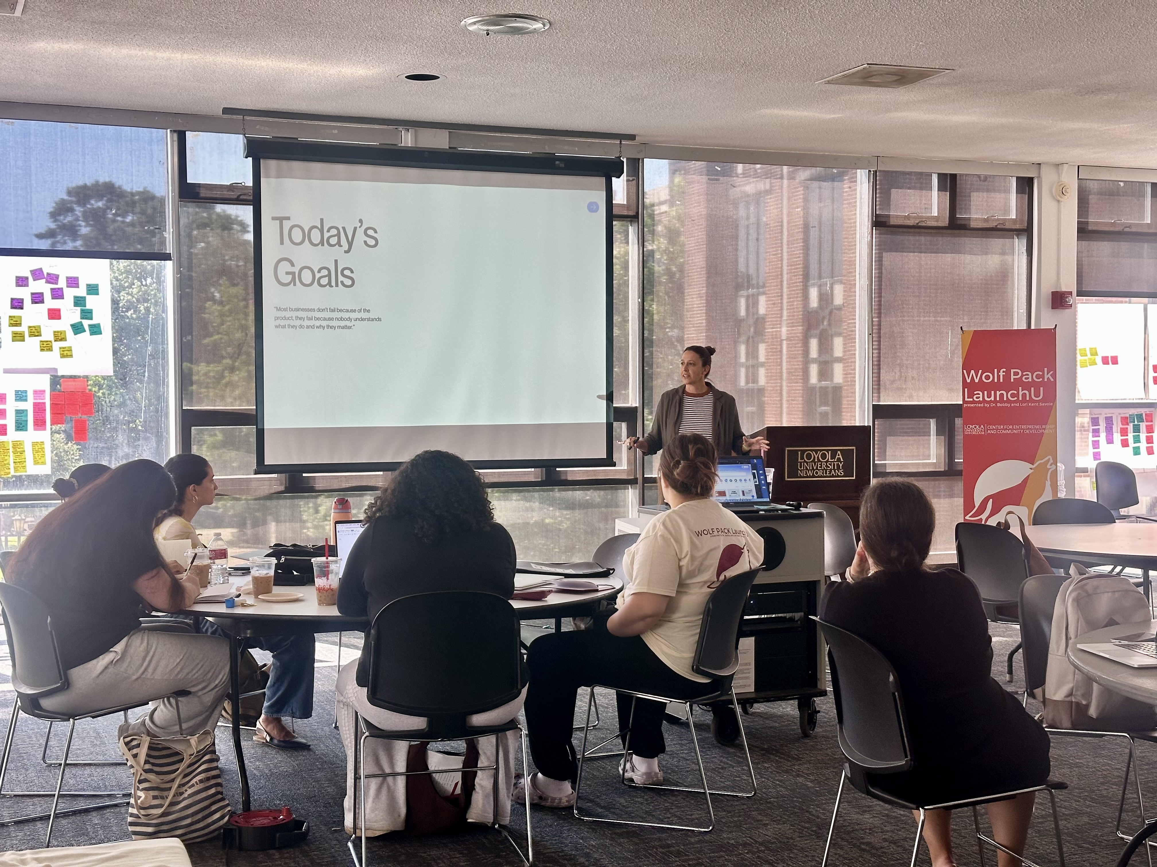 Aimee Alleman teaching branding to the cohort.